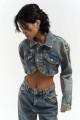 Mai Collection Cali Çapraz Detay Kirli Yeşil Crop Jean Ceket Mai Collection Cali Çapraz Detay Kirli Yeşil Crop Jean Ceket