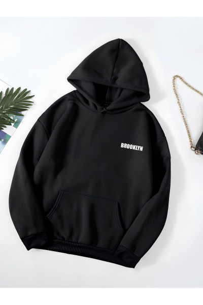 Unisex Kadın/Erkek BROOKLYN Renkli Özel Baskılı Pamuklu Oversize Kapüşonlu Sweatshirt Unisex Kadın/Erkek BROOKLYN Renkli Özel Baskılı Pamuklu Oversize Kapüşonlu Sweatshirt