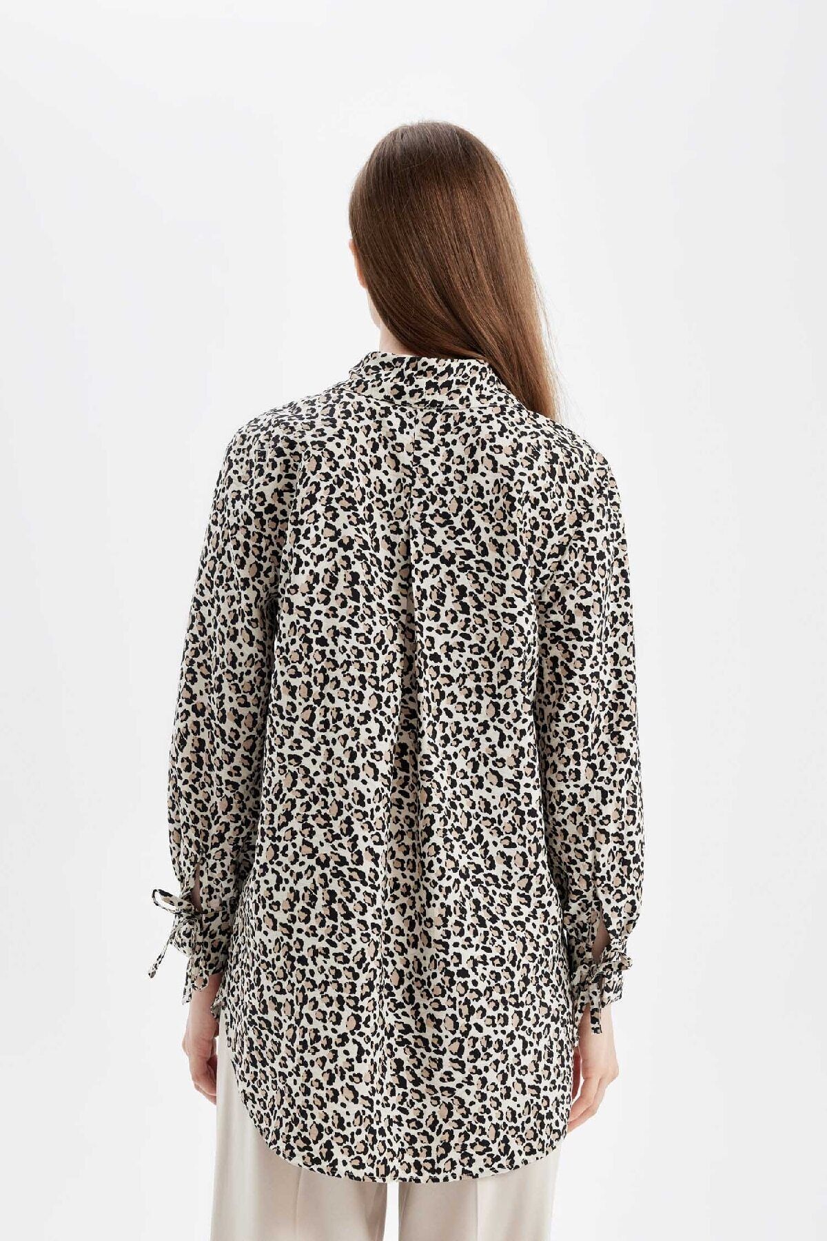 Relax Fit Leopar Desenli Uzun Kollu Gömlek Tunik D2608ax24au
