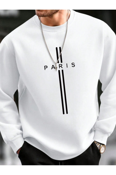 Unisex Kadın/Erkek PARİS Özel Renkli Oversize Bisiklet Yaka Pamuklu Sweatshirt Unisex Kadın/Erkek PARİS Özel Renkli Oversize Bisiklet Yaka Pamuklu Sweatshirt