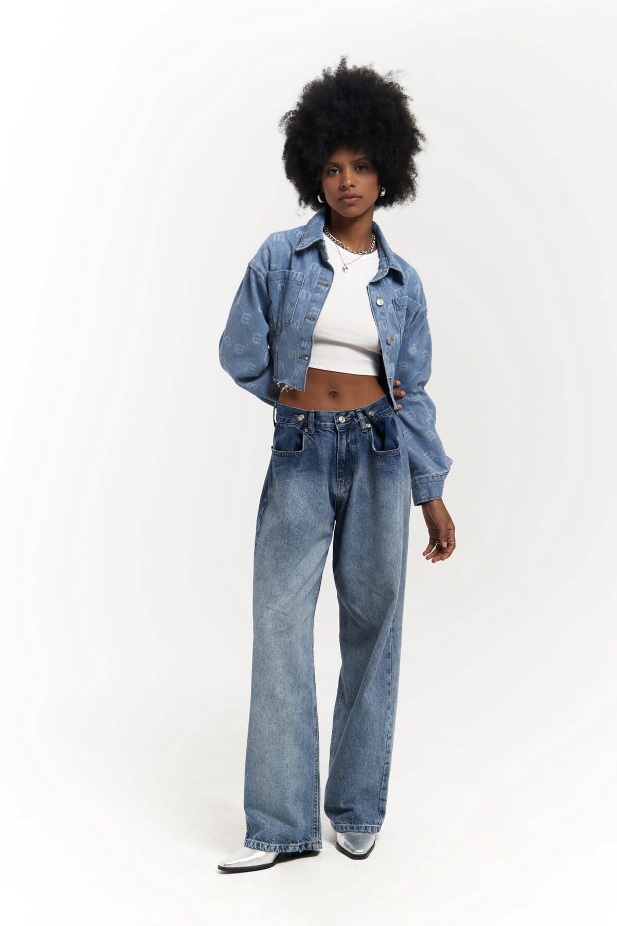 Mai Collection Darcey M Baskı Mavi Kısa Jean Ceket Mai Collection Darcey M Baskı Mavi Kısa Jean Ceket