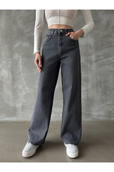 VİVAJOY Kadın Antrasit Gri Yüksek Bel Power Likralı Salaş Palazzo Jeans VİVAJOY Kadın Antrasit Gri Yüksek Bel Power Likralı Salaş Palazzo Jeans