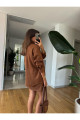 Süet Oversize Gömlek-Taba Süet Oversize Gömlek-Taba