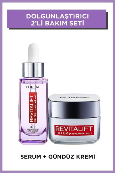 Revitalift Filler Yaşlanma Karşıtı Gündüz Kremi + %1.5 Saf Hyaluronik Asit Kırışıklık Karşıtı Serum Revitalift Filler Yaşlanma Karşıtı Gündüz Kremi + %1.5 Saf Hyaluronik Asit Kırışıklık Karşıtı Serum