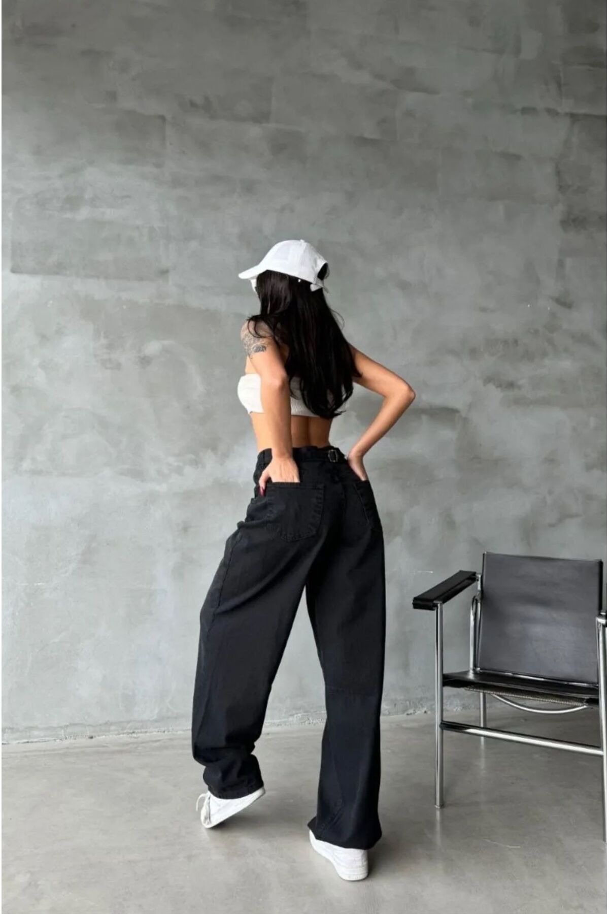 Siyah Baggy Kadın Kot Palazzo Wide Leg Straight Pantolon Jean Yüksek Bel Rahat Pantolon Trenç Siyah Baggy Kadın Kot Palazzo Wide Leg Straight Pantolon Jean Yüksek Bel Rahat Pantolon Trenç