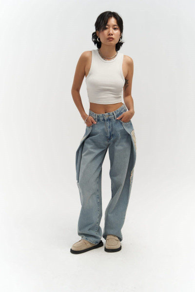 Mai Collection Mirca Pileli Mavi Jean Pantolon Mai Collection Mirca Pileli Mavi Jean Pantolon
