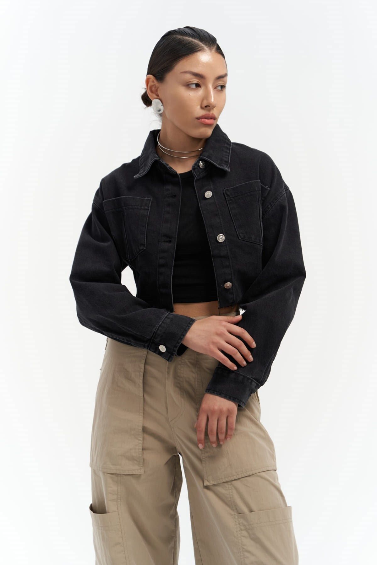 Mai Collection Darcey Siyah Kısa Jean Ceket Mai Collection Darcey Siyah Kısa Jean Ceket