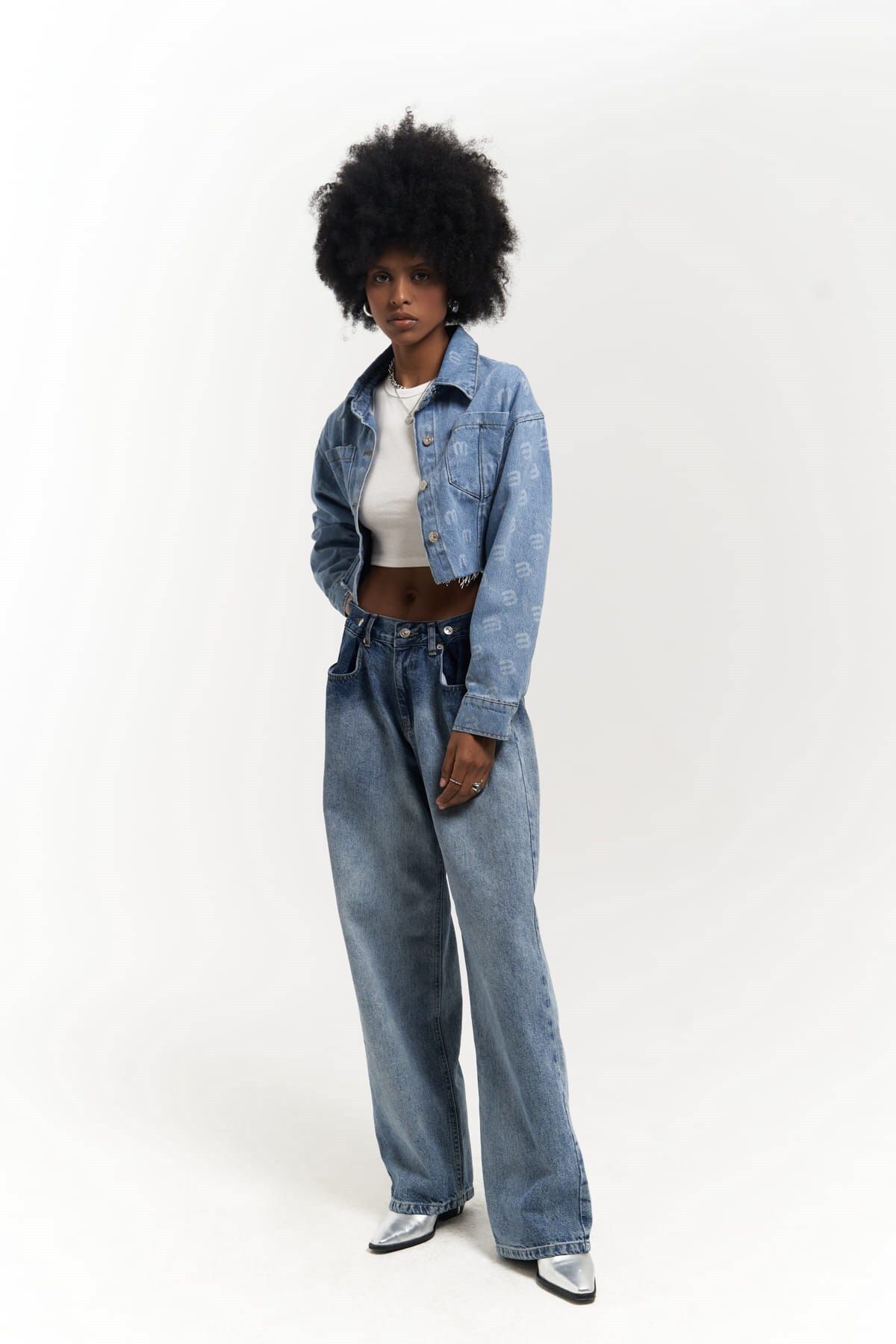 Mai Collection Darcey M Baskı Mavi Kısa Jean Ceket Mai Collection Darcey M Baskı Mavi Kısa Jean Ceket