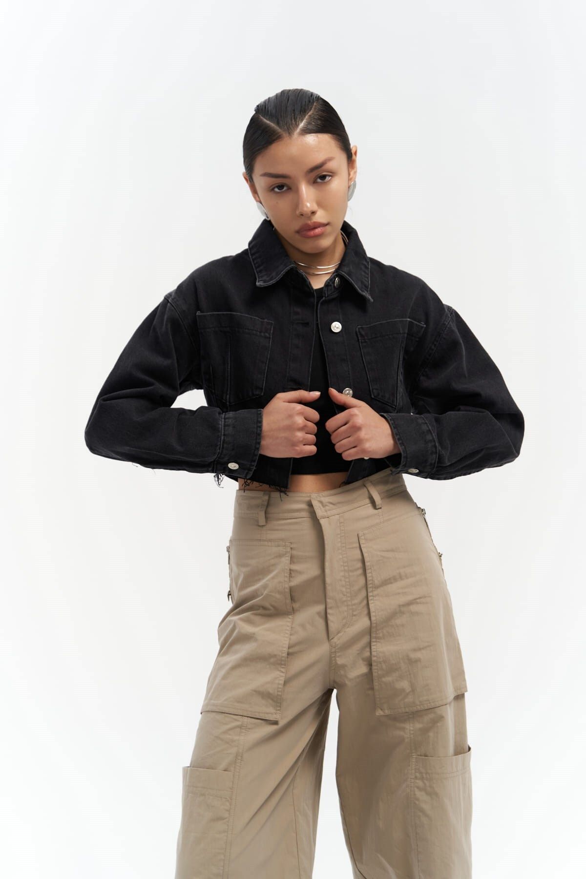 Mai Collection Darcey Siyah Kısa Jean Ceket Mai Collection Darcey Siyah Kısa Jean Ceket