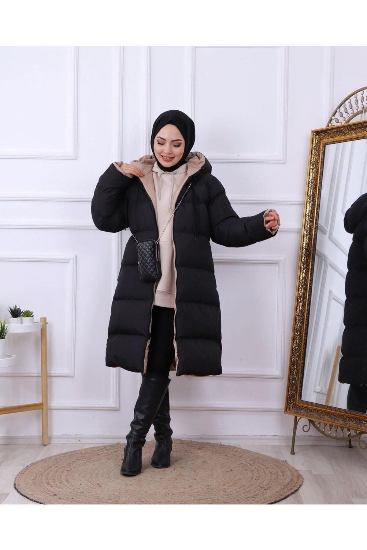 Regular Fit (GENİŞ KALIP) Çift Taraflı Uzun Şişme Mont Regular Fit (GENİŞ KALIP) Çift Taraflı Uzun Şişme Mont