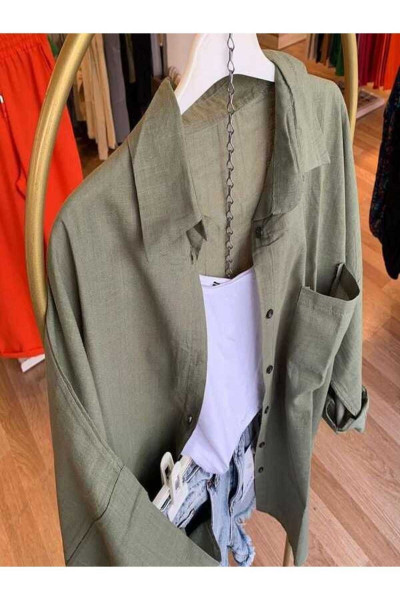 kadın oversize keten gömlek yeni sezon yazlık keten gömlek