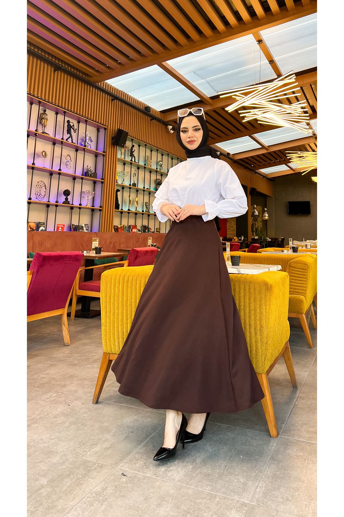 Tesettür Maxi Boy 36-48 Beden Arası (S-M-L-XL) Altı Dikişli Dört Mevsim Skuba Krep Etek Kahverengi Tesettür Maxi Boy 36-48 Beden Arası (S-M-L-XL) Altı Dikişli Dört Mevsim Skuba Krep Etek Kahverengi