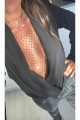 Kristal Taşlı File Crop Bluz