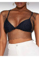Kristal Taşlı File Crop Bluz
