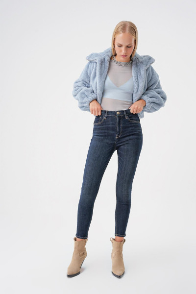 Koyu Mavi Vintage Şekillendiren Etki Push Up Yuksek Bel Skinny Jean Koyu Mavi Vintage Şekillendiren Etki Push Up Yuksek Bel Skinny Jean