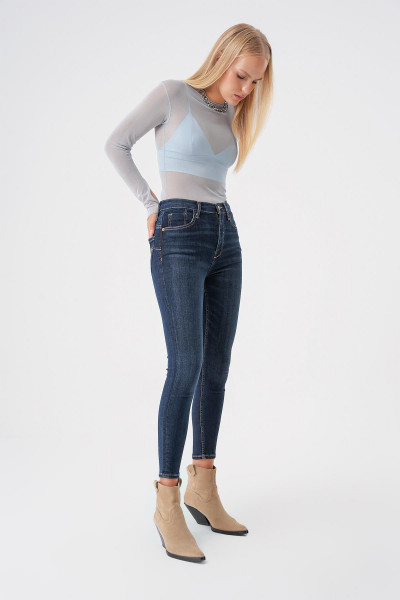 Koyu Mavi Vintage Şekillendiren Etki Push Up Yuksek Bel Skinny Jean Koyu Mavi Vintage Şekillendiren Etki Push Up Yuksek Bel Skinny Jean