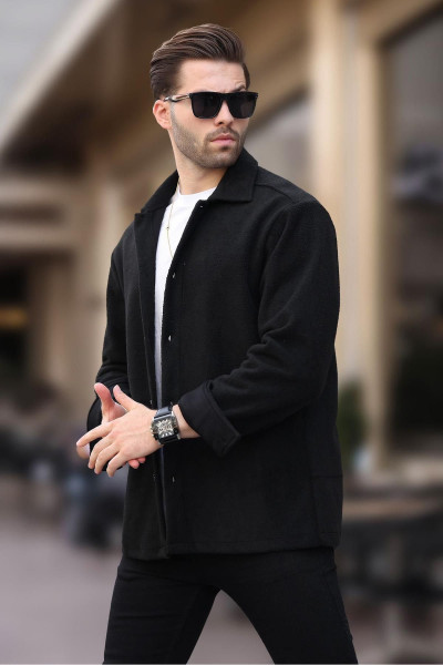 Siyah Düğmeli Erkek Polar Gömlek 6753 Siyah Düğmeli Erkek Polar Gömlek 6753