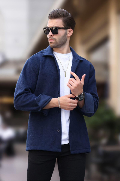 Lacivert Düğmeli Erkek Polar Gömlek 6753 Lacivert Düğmeli Erkek Polar Gömlek 6753