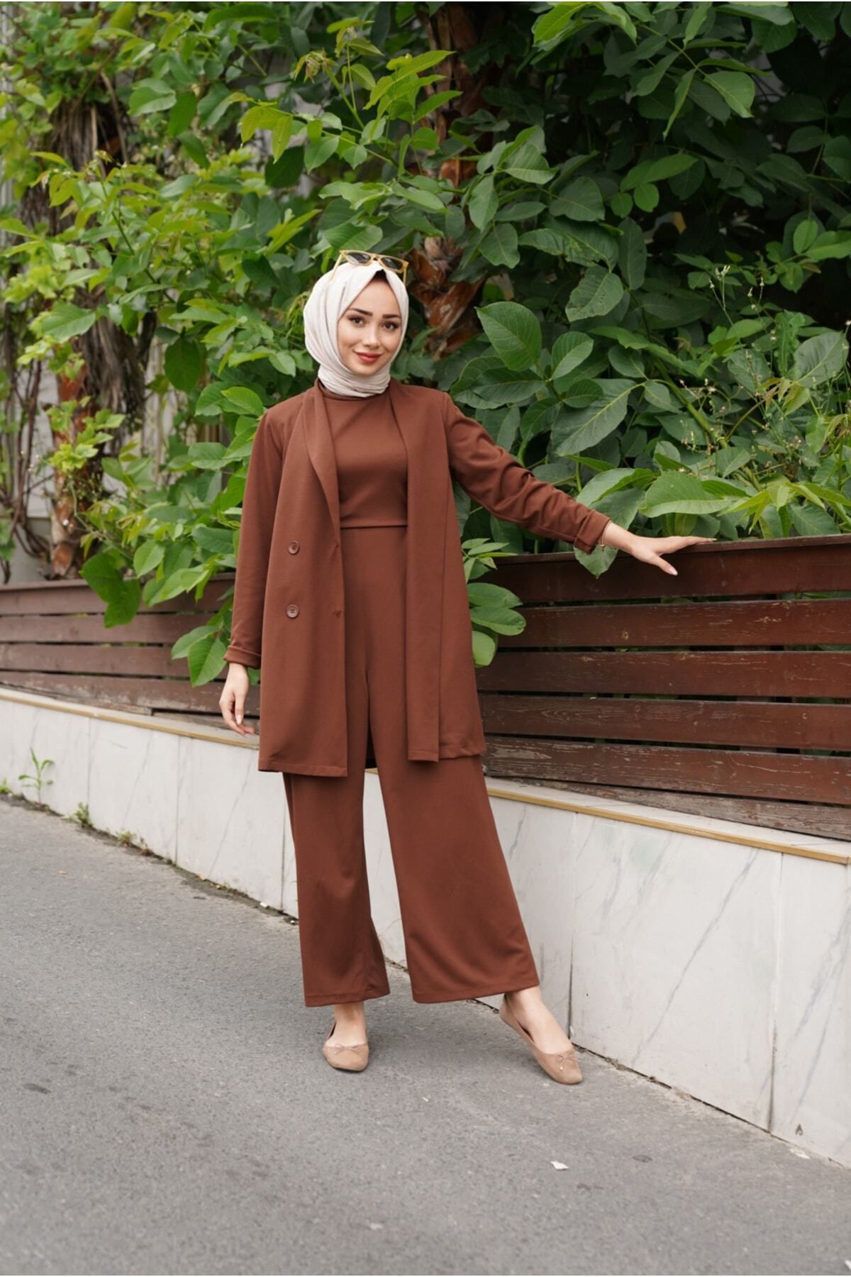 Kahverengı Tulum Ceket Takı Kahverengı Tulum Ceket Takı