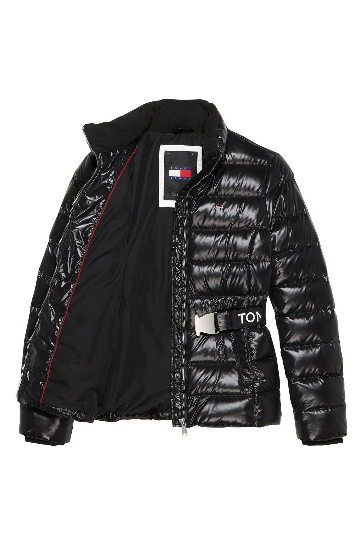 Siyah Kadın Şişme Mont TJW BRANDED BELT DOWN JACKET