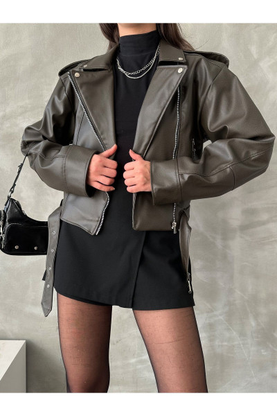 Oversize Kemerli Kadın Tarz Ceket