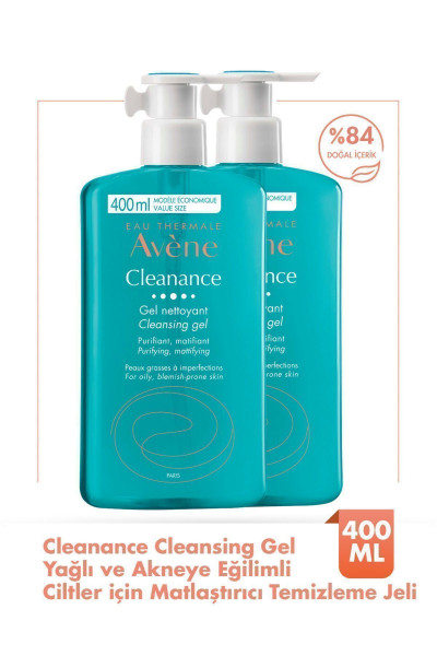 Cleanance Cleansing Gel Yağlı ve Akneye Eğilimli Ciltler İçin Matlaştırıcı Temizleme Jeli 400 ml X 2 Cleanance Cleansing Gel Yağlı ve Akneye Eğilimli Ciltler İçin Matlaştırıcı Temizleme Jeli 400 ml X 2