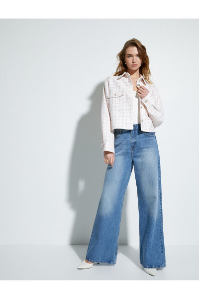 Tüvit Ceket Kapaklı Cepli Düğmeli Gömlek Yaka Tüvit Ceket Kapaklı Cepli Düğmeli Gömlek Yaka