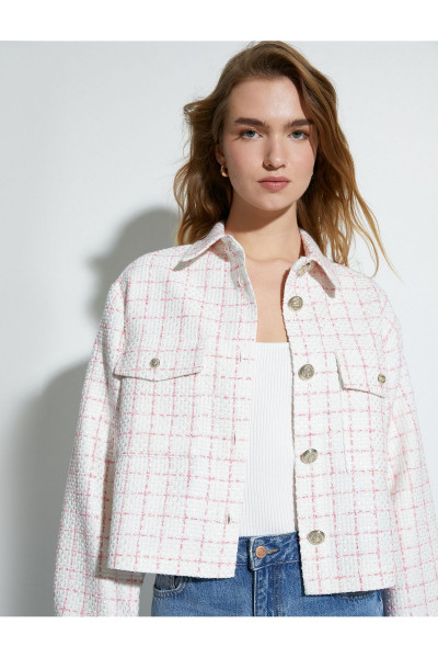 Tüvit Ceket Kapaklı Cepli Düğmeli Gömlek Yaka Tüvit Ceket Kapaklı Cepli Düğmeli Gömlek Yaka