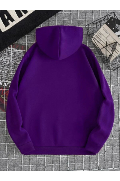 Unisex Mor Happiest Baskılı Oversize Kapşonlu Sweatshirt Unisex Mor Happiest Baskılı Oversize Kapşonlu Sweatshirt