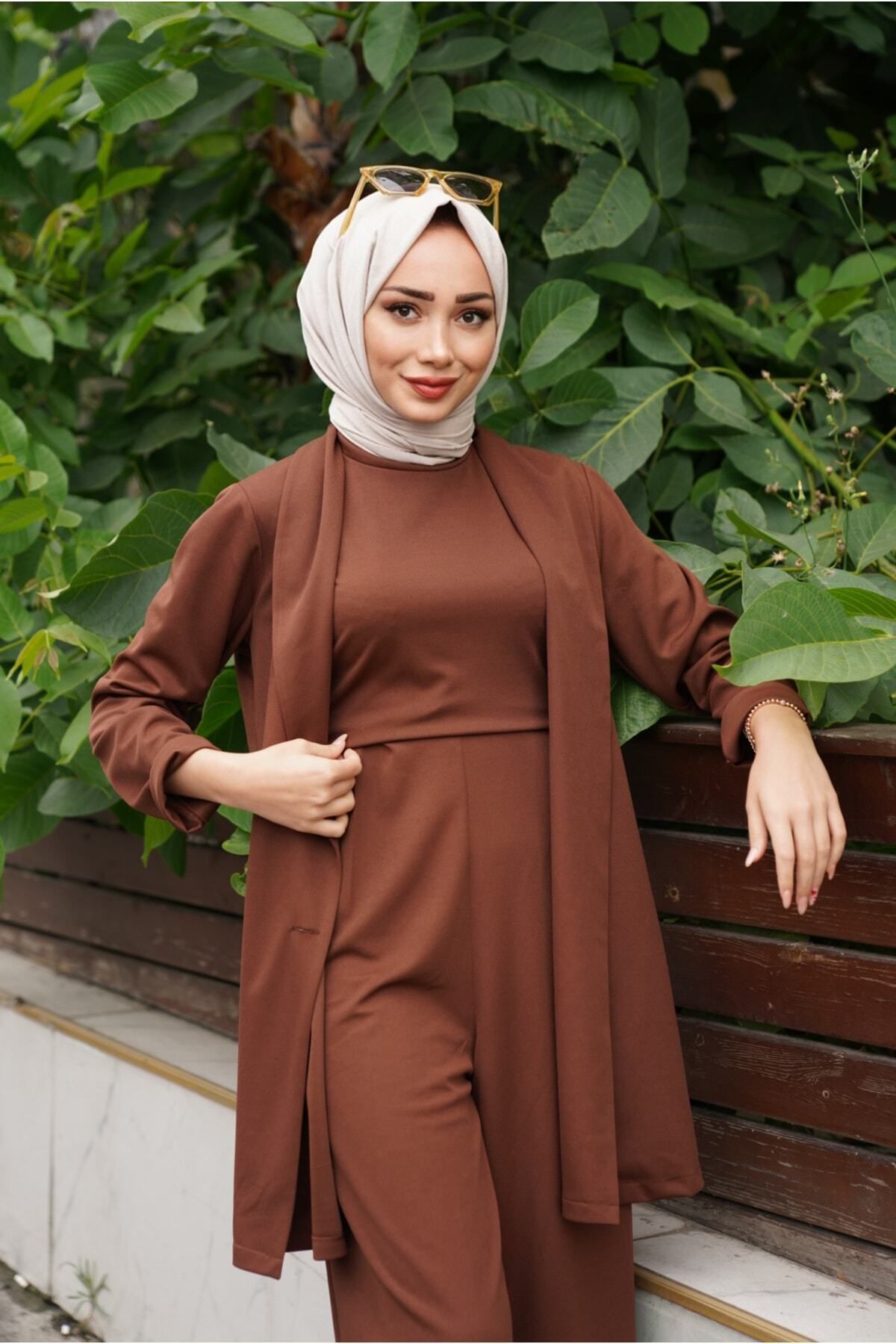 Kahverengı Tulum Ceket Takı Kahverengı Tulum Ceket Takı