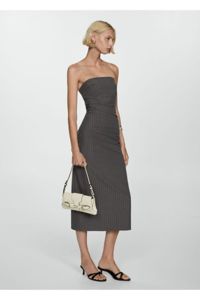 Straplez ince çizgili elbise Straplez ince çizgili elbise
