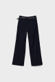 Kemerli ve dökümlü straight fit kumaş pantolon Kemerli ve dökümlü straight fit kumaş pantolon