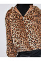 Leopar Desenli Peluş Ceket Kapüşonlu Leopar Desenli Peluş Ceket Kapüşonlu