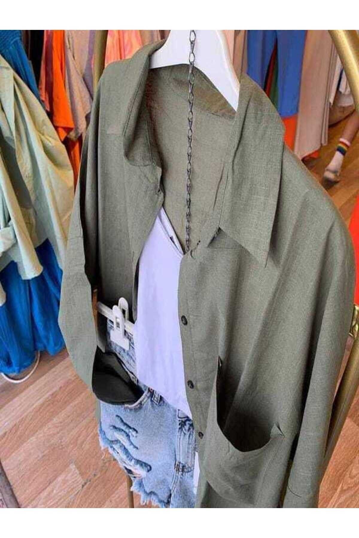 kadın oversize keten gömlek yeni sezon yazlık keten gömlek