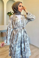 Kremvizon Desenli Tesettür Viskon Kimono İkili Takım Kremvizon Desenli Tesettür Viskon Kimono İkili Takım