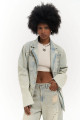 Mai Collection Charleston Kirli Mavi Blazer Jean Ceket Mai Collection Charleston Kirli Mavi Blazer Jean Ceket