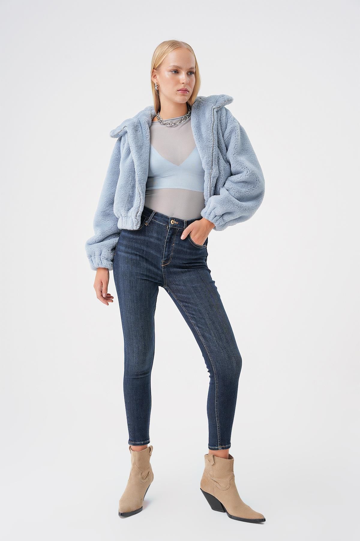 Koyu Mavi Vintage Şekillendiren Etki Push Up Yuksek Bel Skinny Jean Koyu Mavi Vintage Şekillendiren Etki Push Up Yuksek Bel Skinny Jean