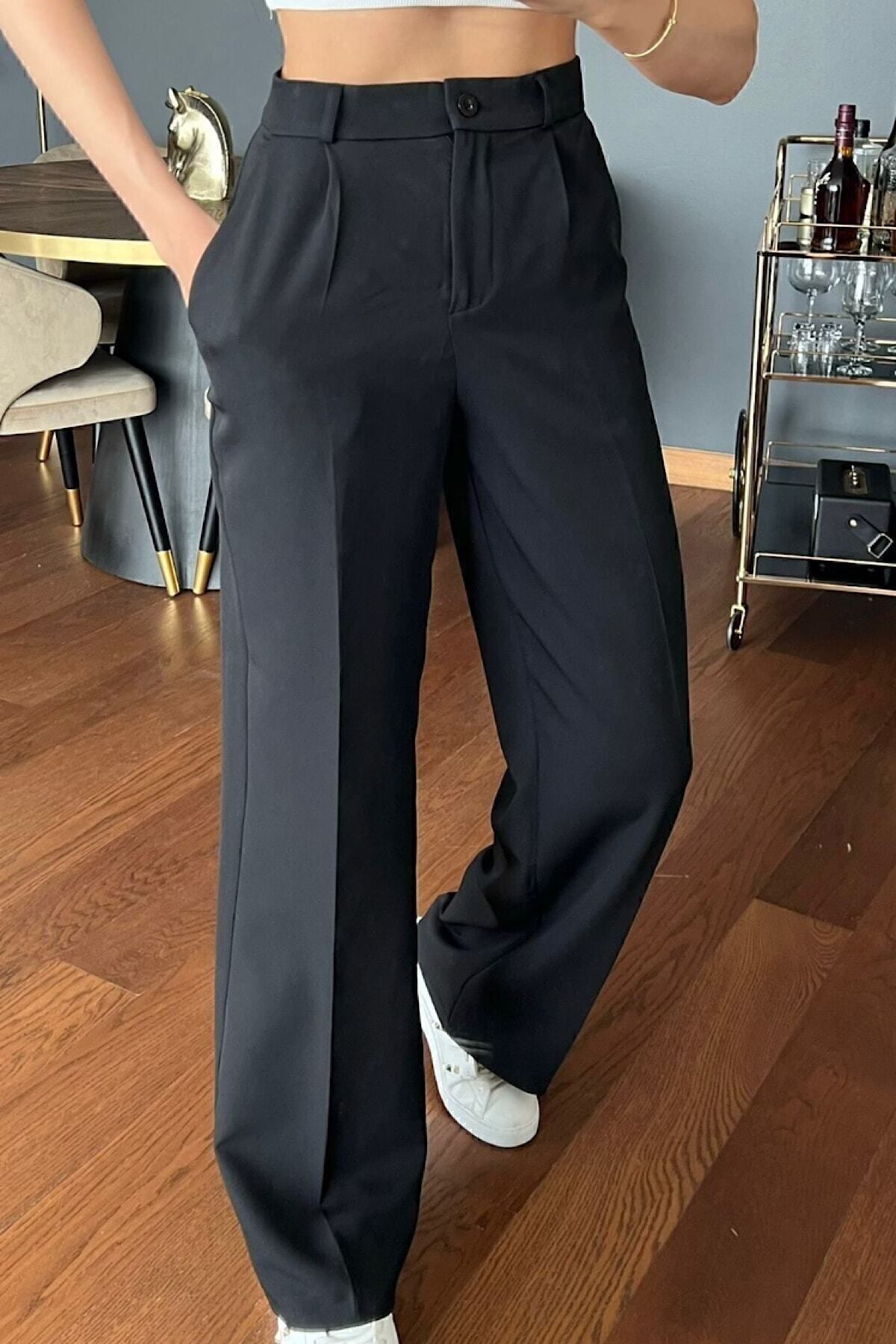 Kadın Siyah Palazzo Pantolon Oversize Orjinal Kesim Kadın Siyah Palazzo Pantolon Oversize Orjinal Kesim