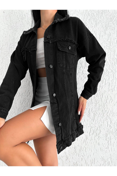 uzun boyfriend bele oturan kalıp denim ceket uzun boyfriend bele oturan kalıp denim ceket