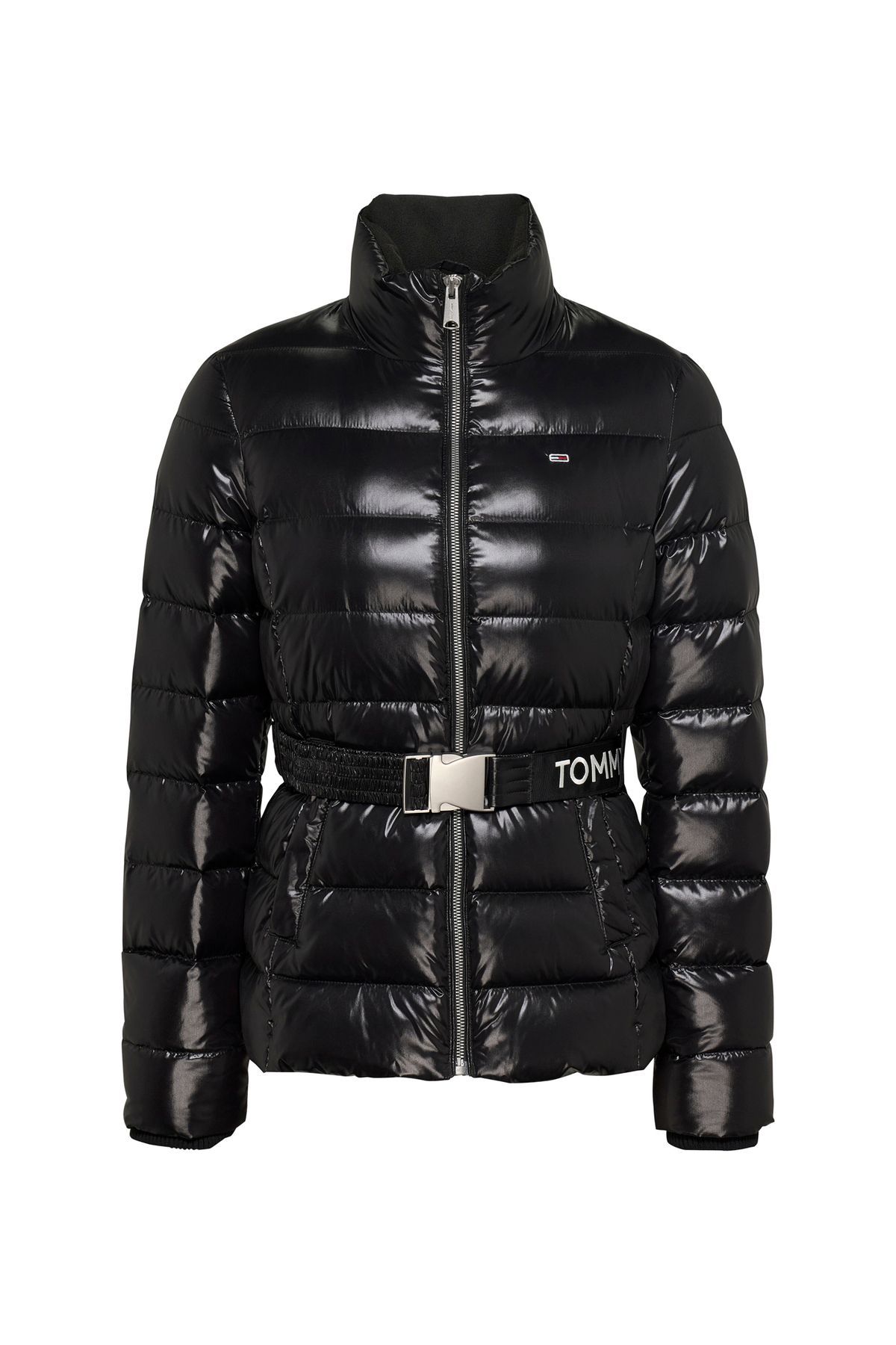 Siyah Kadın Şişme Mont TJW BRANDED BELT DOWN JACKET