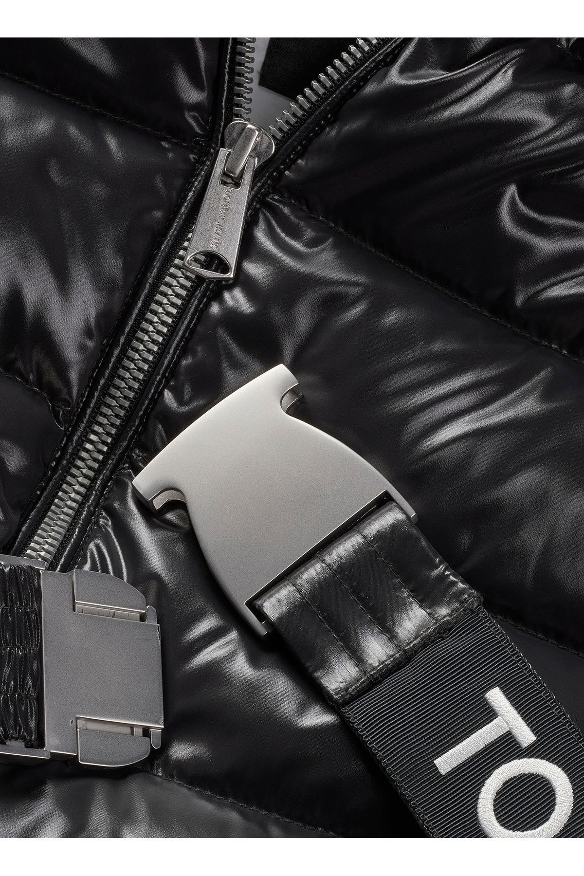 Siyah Kadın Şişme Mont TJW BRANDED BELT DOWN JACKET