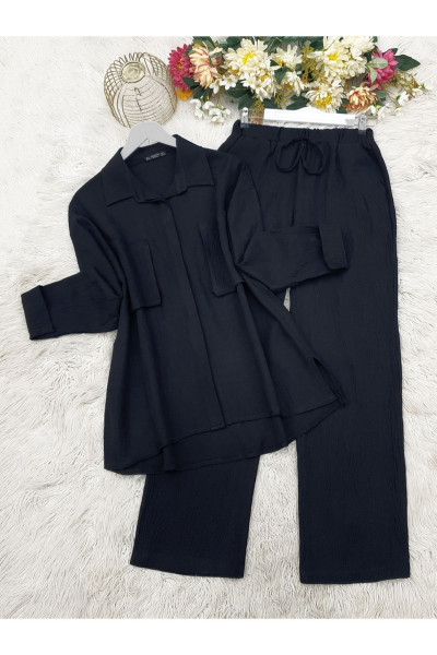 Körüklü Cepli İkili Keten Takım Körüklü Cepli İkili Keten Takım