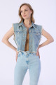 Taşlı Sıfır Kol Püsküllü Denim Ceket Taşlı Sıfır Kol Püsküllü Denim Ceket