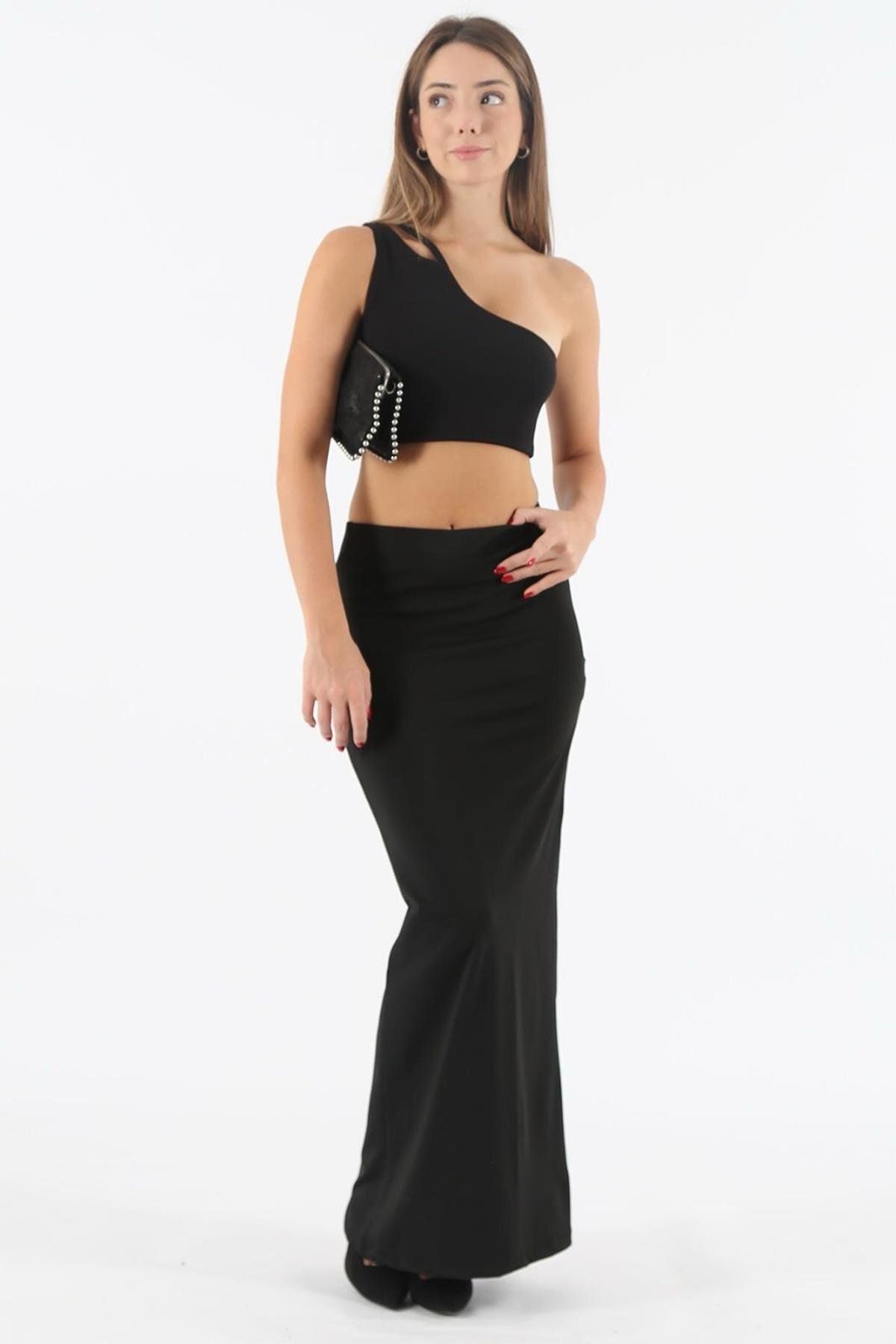 Siyah Maxi Basic Etek MG1890 Siyah Maxi Basic Etek MG1890