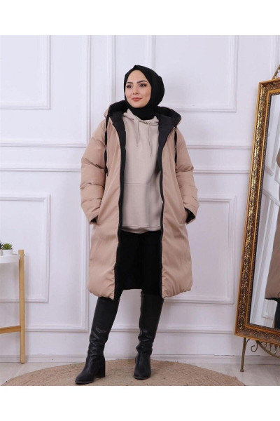 Regular Fit (GENİŞ KALIP) Çift Taraflı Uzun Şişme Mont Regular Fit (GENİŞ KALIP) Çift Taraflı Uzun Şişme Mont