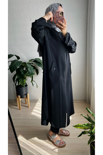 Tesettür Uzun Siyah Kap Giyçık