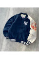 Streetwear Unisex İçi Astarlı Vintage Yankees Mavi Yarışçı Bomber Ceket Streetwear Unisex İçi Astarlı Vintage Yankees Mavi Yarışçı Bomber Ceket