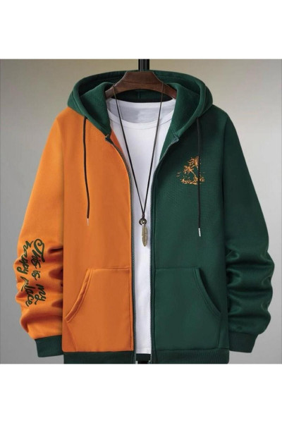 Yeşil Turuncu Baskılı Hırka Yeşil Turuncu Baskılı Hırka