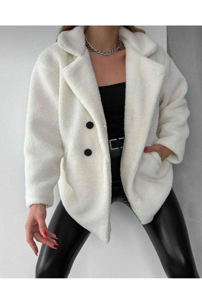 Kadın Wellsoft Düğmeli Peluş Mont