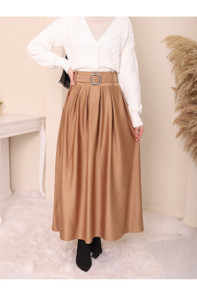 Kemeri Tokalı Piliseli Süet Kışlık Etek Kemeri Tokalı Piliseli Süet Kışlık Etek